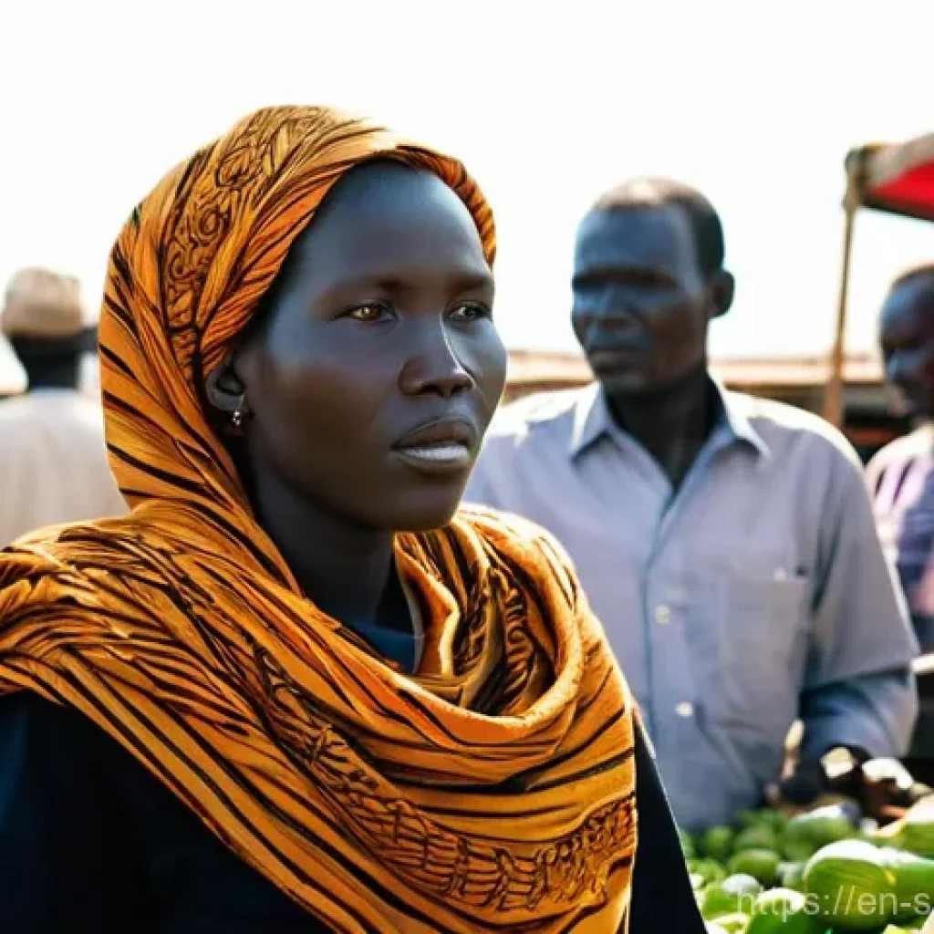 남수단 한국인 여행자 후기 - **Prompt:** A bustling and vibrant open-air market in Juba, South Sudan, filled with a diverse crowd...