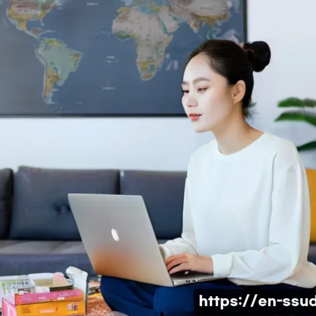 남수단에서 한국 제품 구매 - **"K-Culture Dreamer's Digital Quest"**
    A young woman in her mid-20s, with a warm, determined ex...