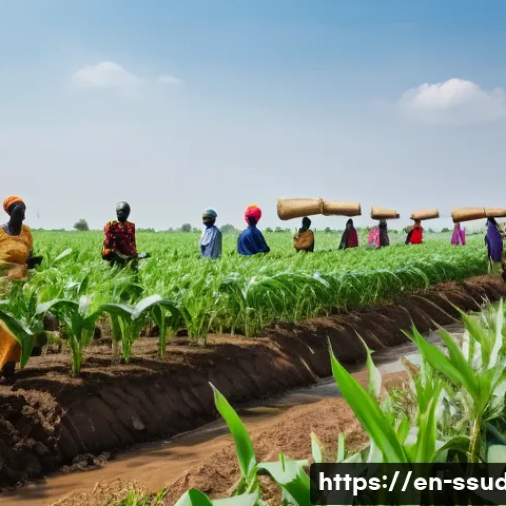 남수단 투자 기회 - A vibrant South Sudanese agricultural scene showing a diverse group of farmers&mdash;men and women dressed...