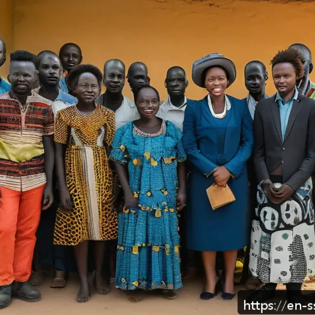 남수단 주요 정당 - A detailed scene showing a diverse group of South Sudanese youth activists and entrepreneurs gathere...