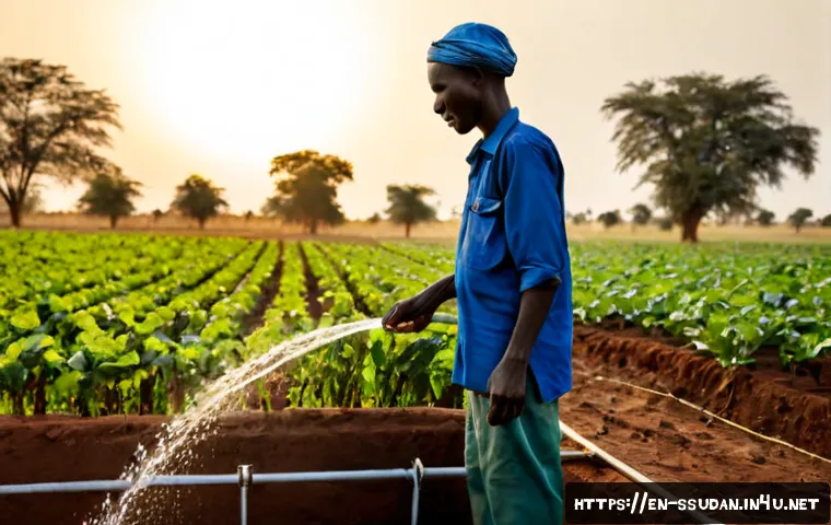 Home 17 남수단에서 농업 기술 발전 - Photorealistic rural South Sudan farming scene at sunrise, a local agricultural extension worker dem...